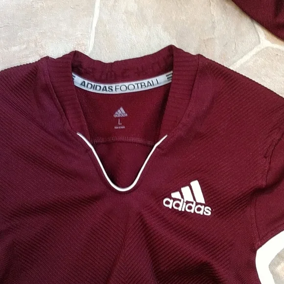 SALE Adidas Football Primeknit Jersey Short Sleeve Burgundy White Game Large - Picture 4 of 8